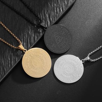 New European and American Rune Pendant Stainless Steel Necklace for Men and Women