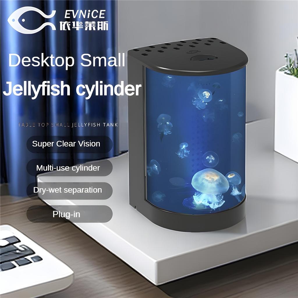 Acquario per meduse semi-circolare da scrivania mini acquario domestico filtro con separazione umido-secco telecomando alimentazione USB
