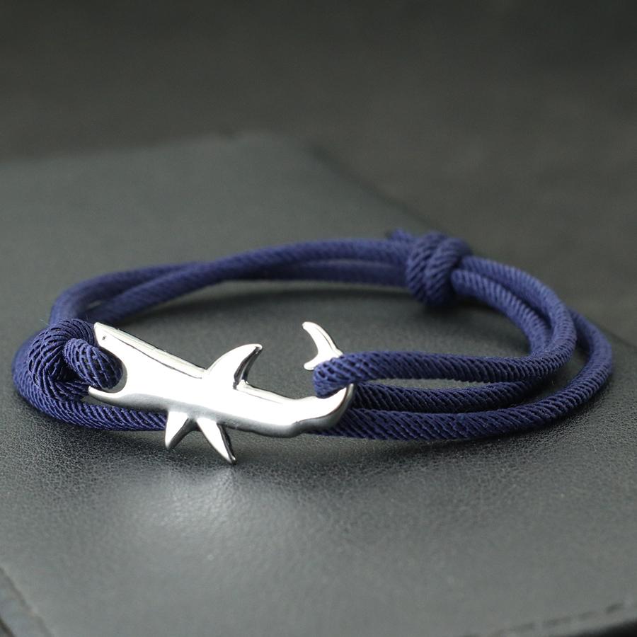 Simple Style Marine String Bracelet For Men Double Layer Sliding Adjustable Shark Braslet Surfing Nautical Rope Braclet Pulseria