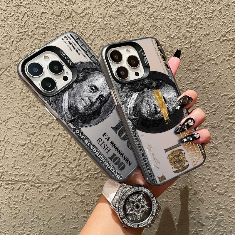 Dollar Bill Graphic Laser Phone Case For iPhone 17 16 15 14 Pro Max Plus 13 Mini 12 11 Pro Max 17 Air Shockproof Back Covers