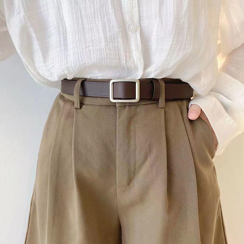 Retro Style Wide Pu Belt For Women Smooth Buckle Simple And Stylish Design