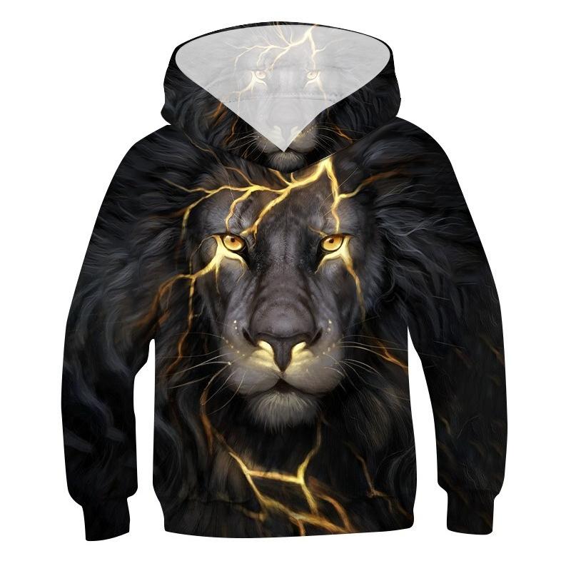 Children's Animal Lion 3D Digital Printed Boys' Personalized Fashion Hoodie Sweatshirt