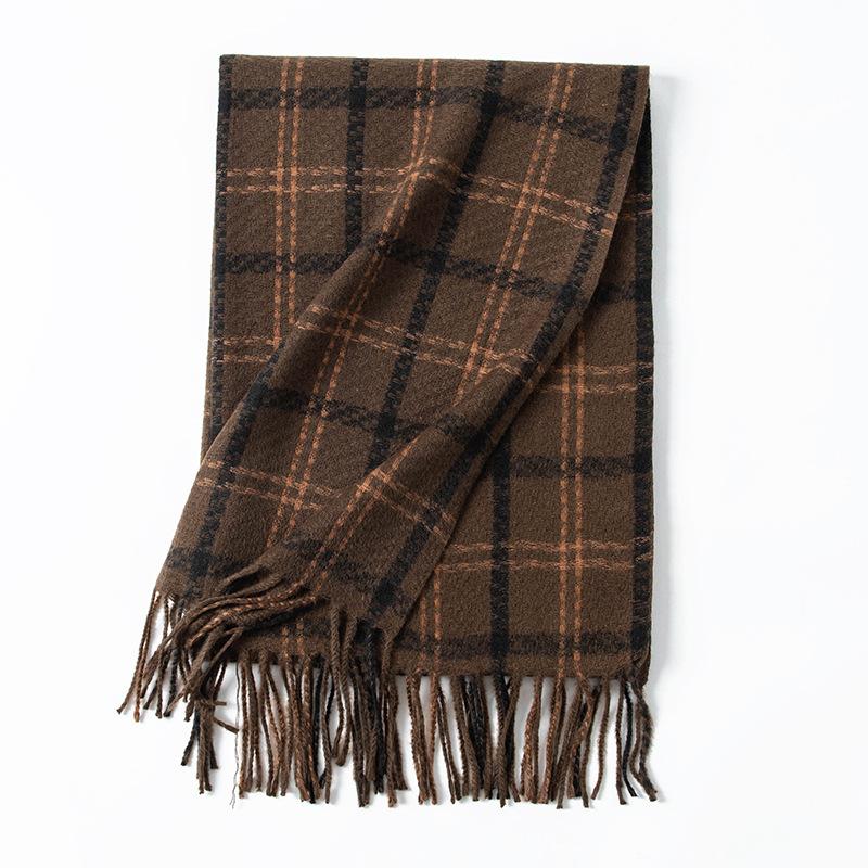 New sweet warm imitation cashmere scarf plaid student couple winter thickened warm scarf