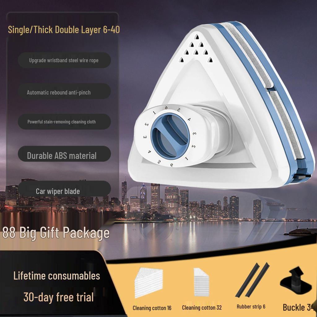 Strong Magnetic Triple-Layer Glass Cleaning Squeegee for High-Rise Windows