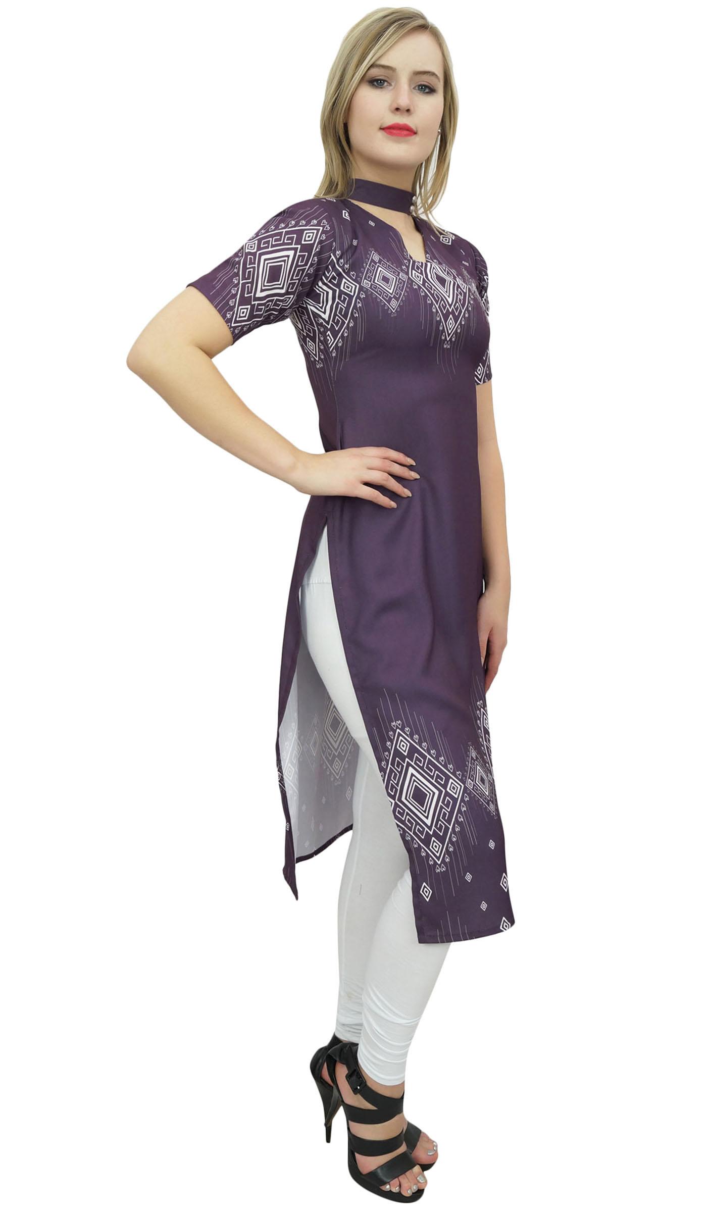 

Жіноча чорна туніка з принтом Bimba від дизайнера Kurta з коротким рукавом Kurti 8 сливовий