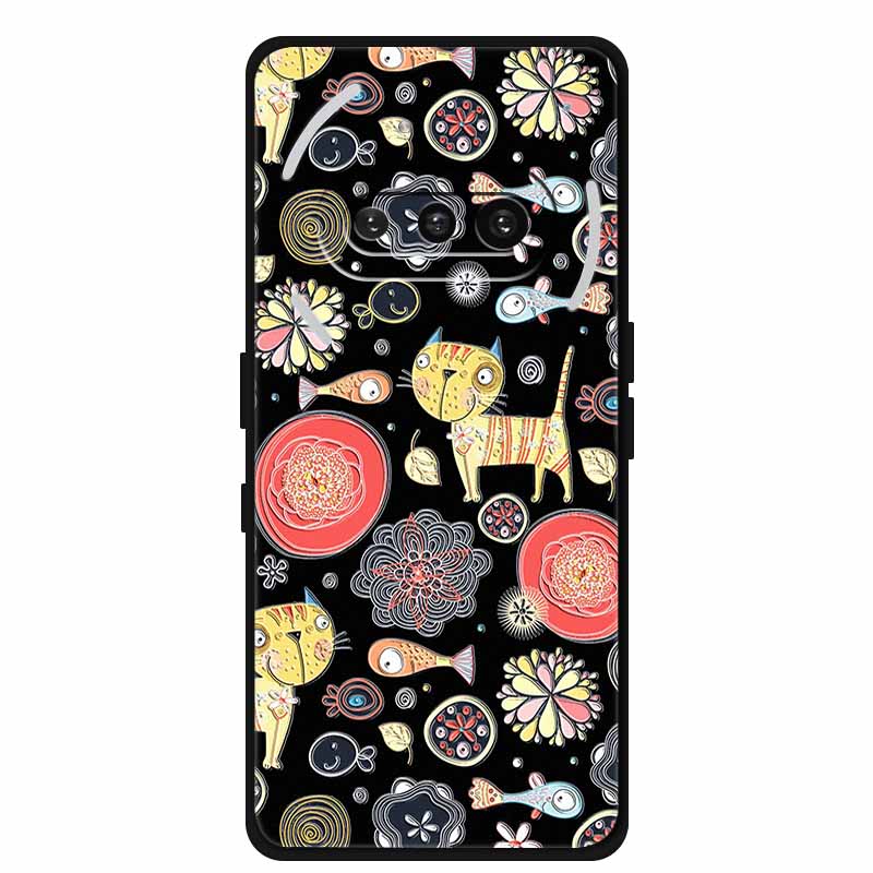 For Nothing Phone (3a) Case 3D Relief Flower Emboss Black Silicone Funda For Nothing Phone 3A A059 3D Back Cover Cartoon Bumper