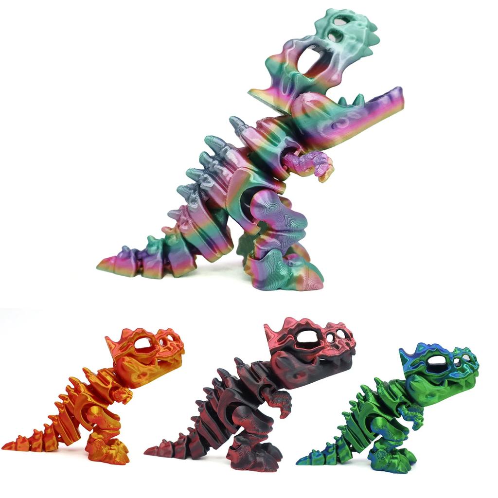 3D Printed Dragon Toys Figurines Model Desktop Decoration Fidget Toy Rotatable Tyrannosaurus Rex Skeleton Dinosaur Miniatures