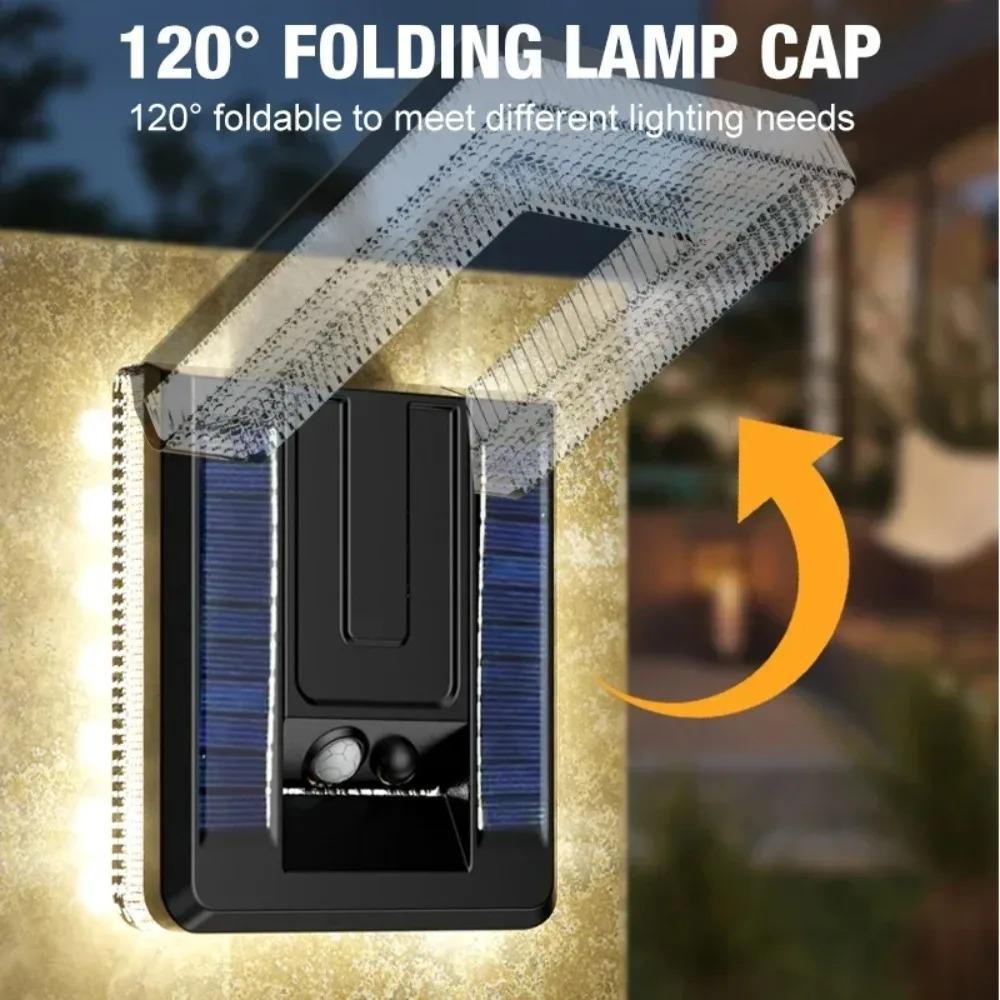 120° Solar LED Light Outdoor Wall Light Waterproof Spotlight Motion Sensor Solar 3 Modes Street Light Garden Garage Decoration