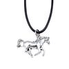 Running Horse Pendant Elephant Necklace Equestrian Western Jewelry With 45cm Leather Chain