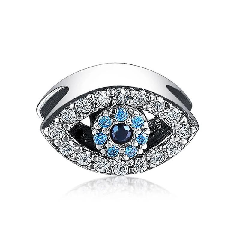 925 Silver Eye of Greece Devil Pendant Charm Bead for DIY Women Jewelry Bracelet Necklace