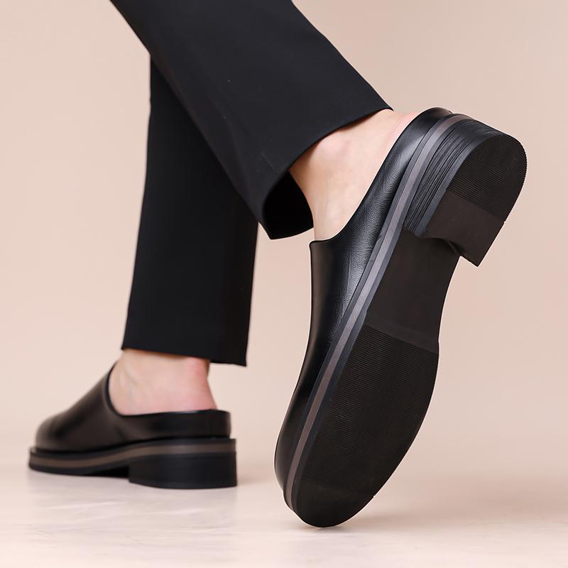 Business-Mules für Herren, elegante Halbschuhe, Leder-Slip-Ons, Sneaker mit offenem Rücken, Freizeitschuhe, Loafer, Hausschuhe, Slides, Sandalen, Sommer