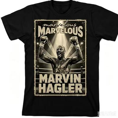 Men Marvelous Marvin Hagler Graphic T‑Shirt Vintage Boxing Champion Poster Print Crew Neck Short Sleeve Tee