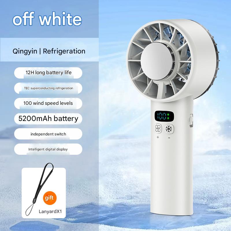 5200mAh Portable Handheld Fan with Double Ice Cooling, High-Speed Rechargeable USB Fan, Foldable Design