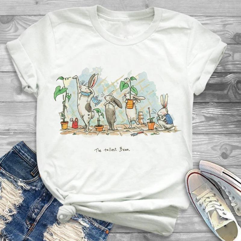 Lovely Style Pet Print T-Shirt Crew Neck Casual Short Sleeve T-Shirt Spring Summer Women's Clothing Fashion Simple Short Sleeve