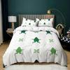 Cartoon Frog Duvet Cover Set Light Green Cartoon Frogs Cute Dragonfly Animal Bedding Set for Boy Twin Size Polyester Quilt Cover