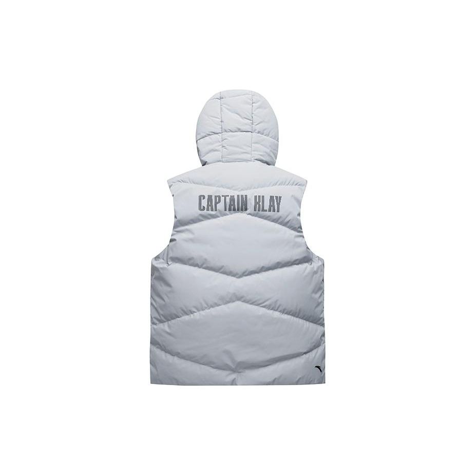 Anta Colorblock Buchstaben Reißverschluss Kapuzenärmellose Daunenweste Herren Westen Schlamm Limette 152341906-1