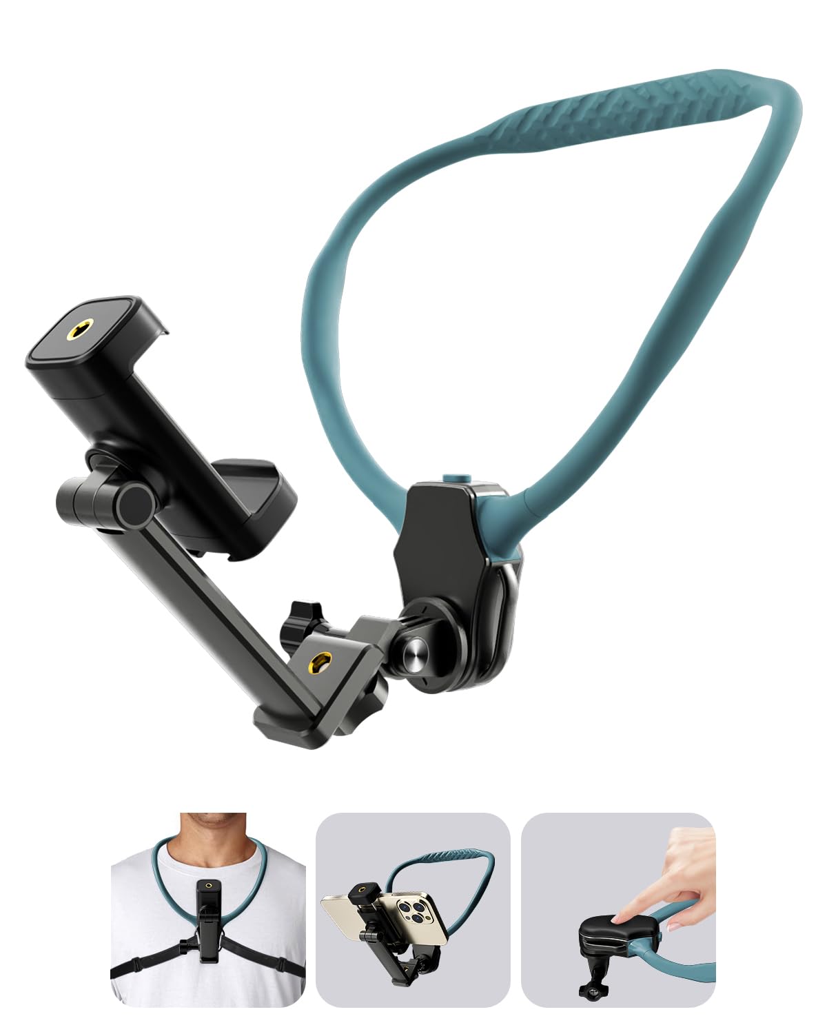 

Шейный ремешок для регулируемой экшн-камеры, шейный ремешок для смартфона, совместимый с другими экшн-камерами, крепление-ожерелье для телефона, GoPro, многоугольный держатель, зелёный