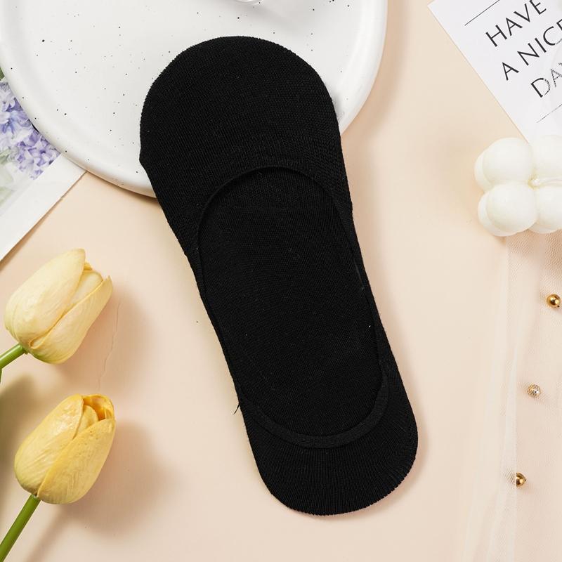 Damen Unsichtbare Bootssocken Sommer Silikon Rutschfest Mode Knöchelsocken Niedrig geschnitten Weiblich Einfarbig Baumwolle Atmungsaktive Socke