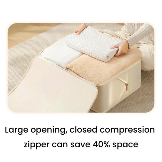 Compression Clothing Bag Zippered Space Saving Clothes Organizer Satin Self Compression Storage Bag for Comforters