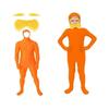 Oranges Kostüm-Set für Modelle 01-06, Erwachsenengröße, inklusive falschem Bart, Augenbrauen und Overall