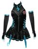 Anime Game Cute Swimsuit Bodysuit Halter Neck Costume Cosplay Fancy Dress Sleeveless Black Body Cover Sports Beach [Miccostumes] Women's One-Piece (S)