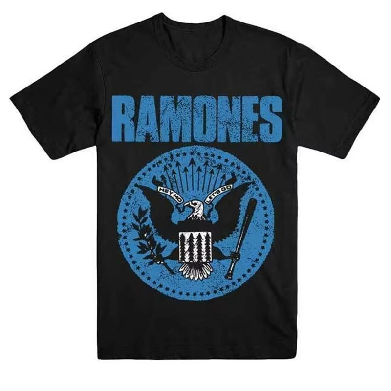 Hot Sale Punk Rock Band Ramones Graphic Print TShirt Unisex Unisex Summer New Tee Streetwear Style Cotton Solf Casual Oversized Top