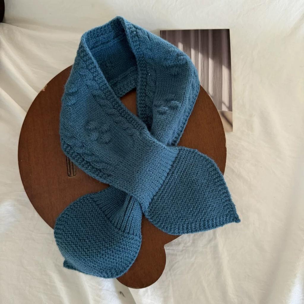 Korean Fashion Simple Solid Color Baby Scarf Neck Warmer Thermal Winter Scarf for Toddlers Casual Solid Color Windproof Design Kids Scarf