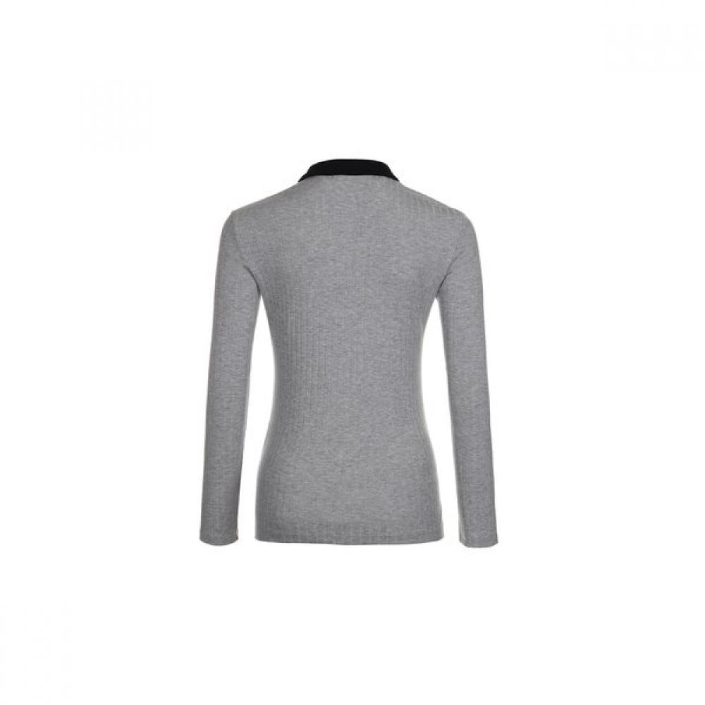 Bermudagrass Open Collar Ribbed T shirT Grey