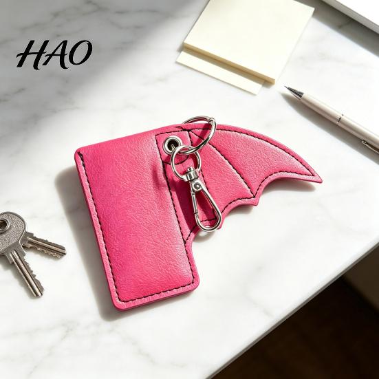 Durable Faux Leather Charm Lip Balm Case Bat Keychain, Lipstick Chapstick Punk Protective Personalized Bag Keychain Gift Sleeve Charm, Car Key