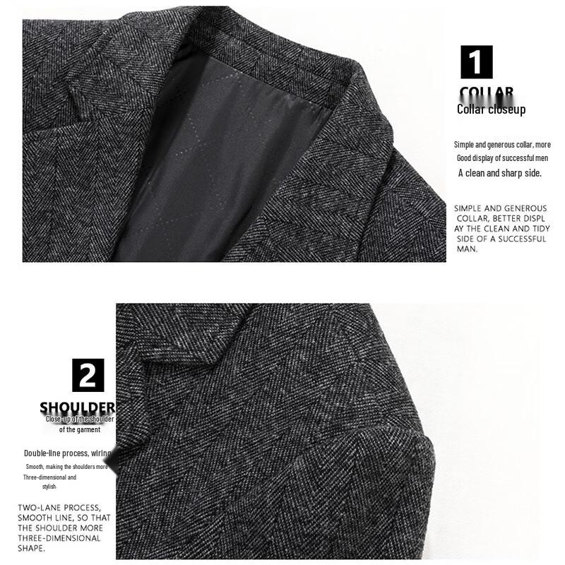 ROMON Men's Mid-Length Business Wool Blend Coat