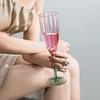 Elegant Flower Design Transparent Glass Cup