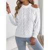 Womens Casual Solid Off Shoulder Long Sleeve Pullover Sweater