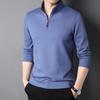 Men's Half Zipper Sweater Spring and Autumn Youth Solid Color Stand Collar Pullover Long Sleeve T-shirt Loose Casual Top