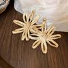 Elegant Straw Woven Earrings Bohemian Style Hollow Floral Earrings  Vacation