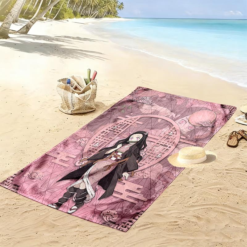 Demon Slayer Print Beach Towel, Large Soft Quick Dry Towel for Beach Camping Swimming