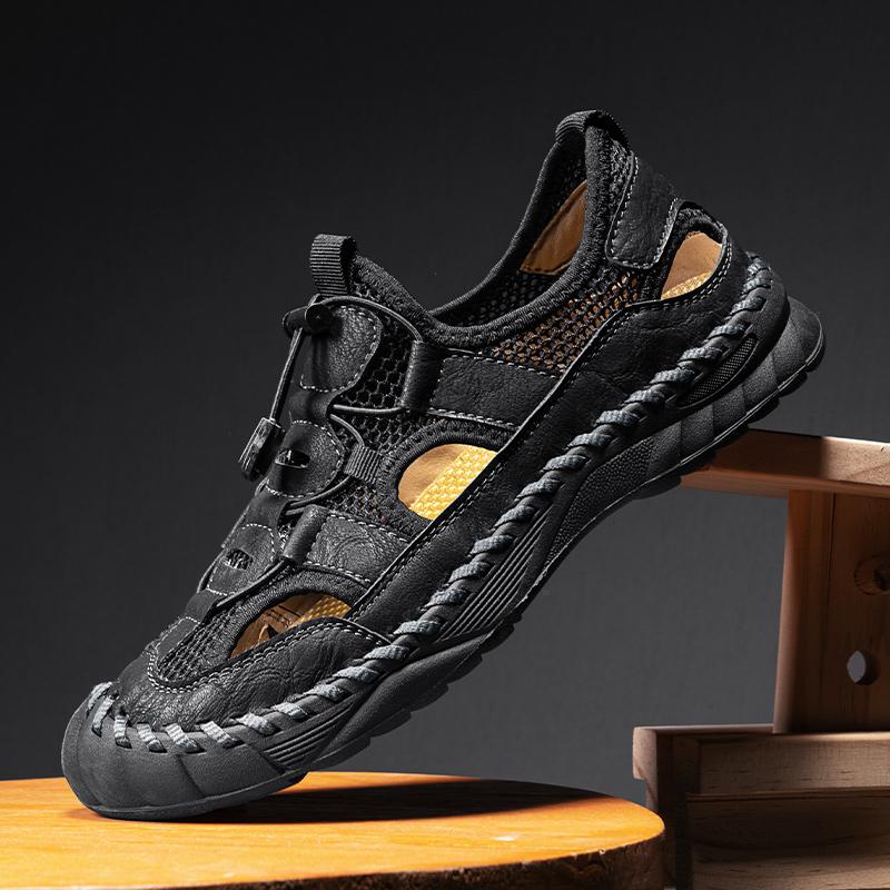 Fashion Slip-on Men's Sports Shoes Handmade Sandals Net Footwear Breathable Light Soft Casual Shoes Summer Wading Aqua Shoes Mesh Flats