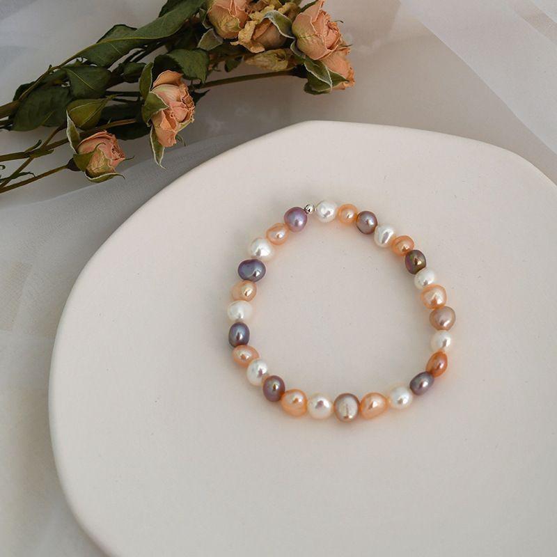 Korean Style Natural Freshwater Pearl Bracelet - Elegant, Colorfast Gift for Girlfriend