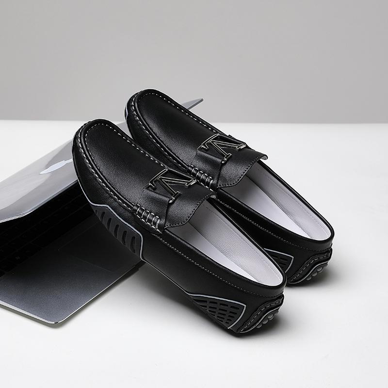 High Quality Men's Casual Leather Shoes Cowhide Loafers Soft Luxury Pea Shoes Genuine Leather Men's Flats Driving Shoes