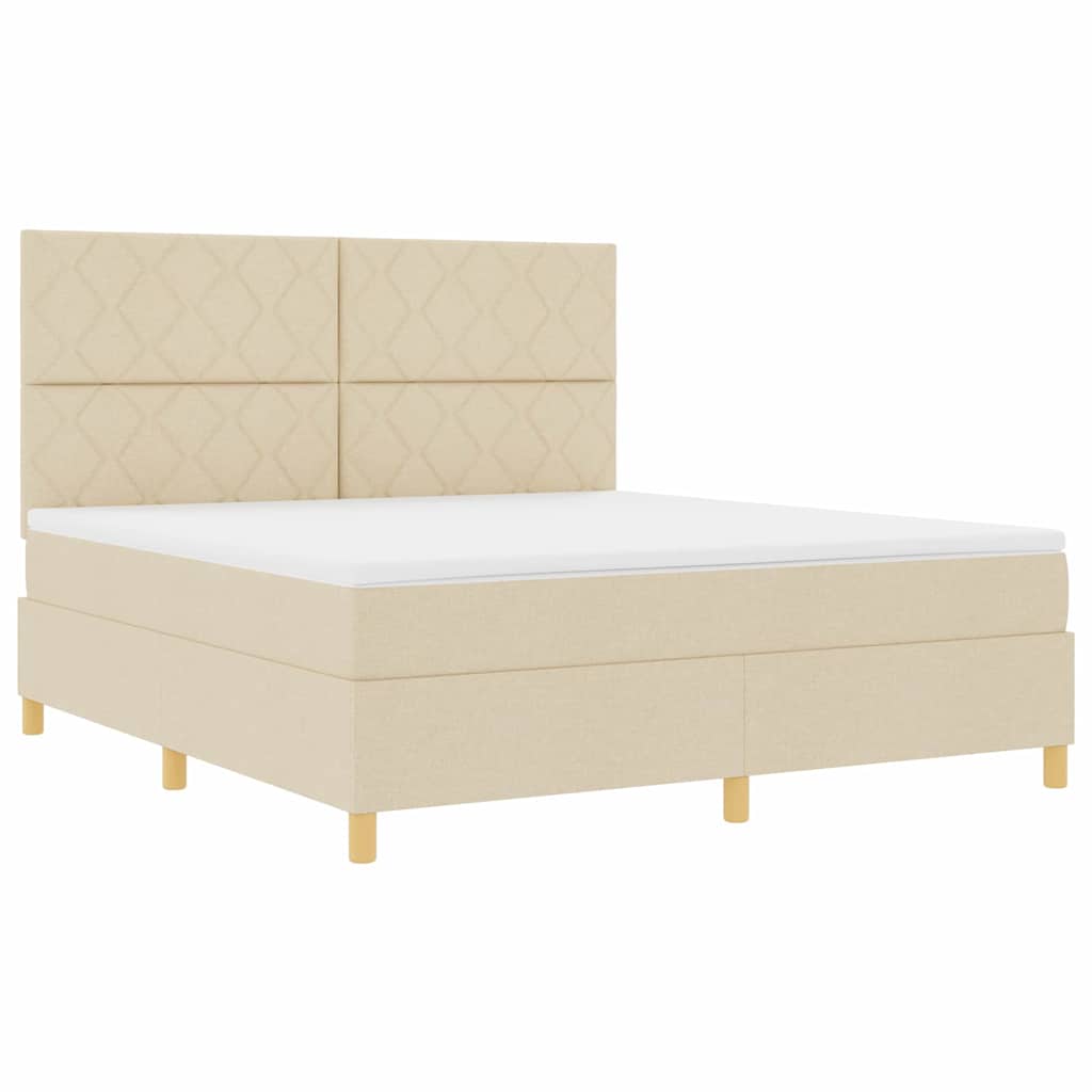 Boxspring Bed with Headboard Cream 180 x 200 cm Fabric