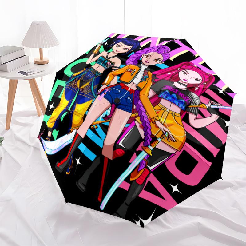 1 Pezzo KPop Hunters Apertura/Chiusura Automatica, Telaio Resistente a 8 Stecche, Ombrello Compatto da Viaggio per Uomo e Donna S1222020
