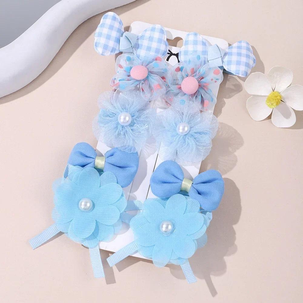 10Pcs/Set Cute  Bows Baby Hairclips Lace Flower Children Girls Hairpins Hairdresses  Clip Gifts Elastic Girl Hair Accessories