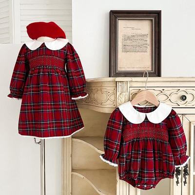 Weihnachts-Partykleid mit Strampler für Mädchen, langärmelig - Frühjahrs- & Herbst-Outfit für Einjährige