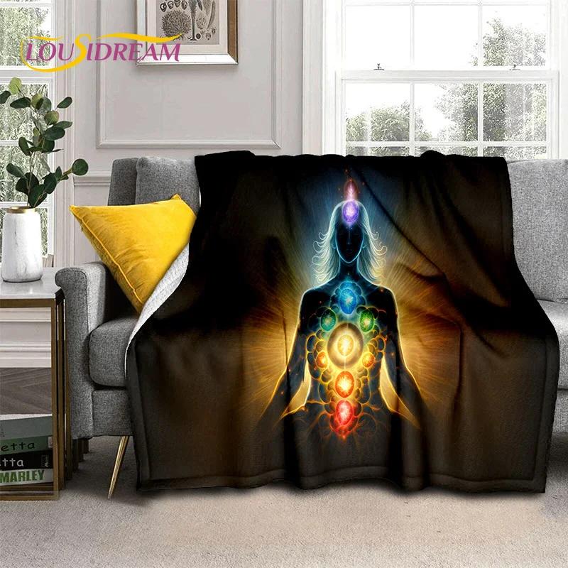 3D Yoga Meditation Rainbow 7 Chakra HD Soft Flannel Blankets,Throw Blanket Comfortable Blanket for Picnic Beds Home Bedroom Gift