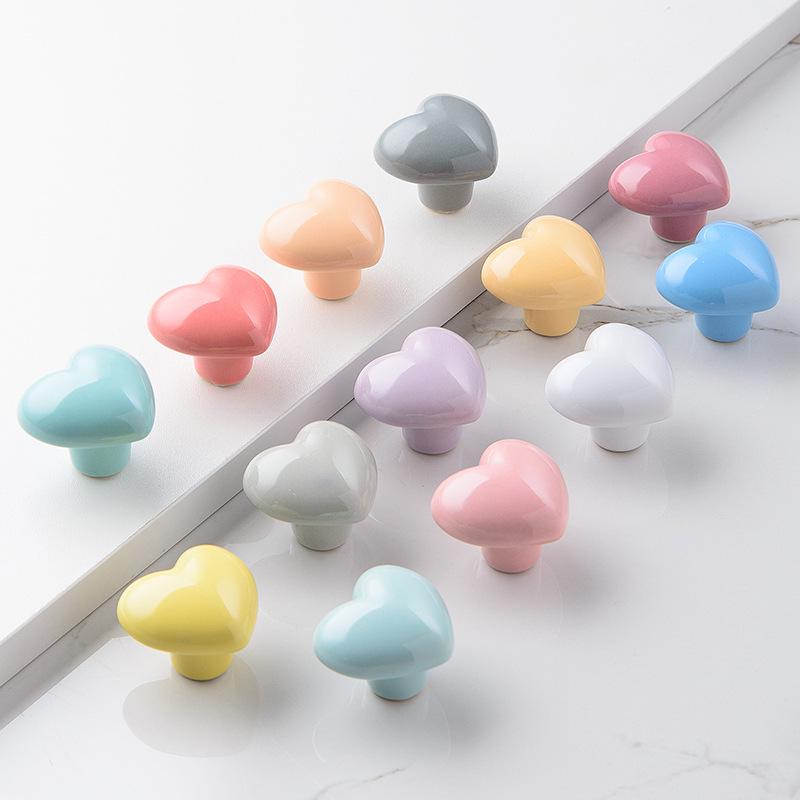 Spot Love Ceramic Children's Wardrobe Handle - Cartoon Cabinet & Drawer Adhesive Hook