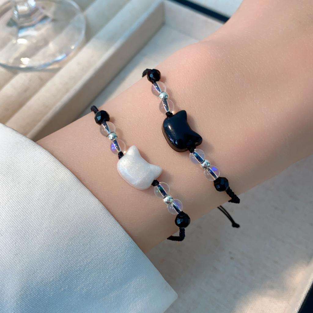 Hand Woven Niche Acrylic Cat Bracelet Romantic Minimalist Women Their Best Friend Couple Style Bracelet Fashion Trend Jewelry
