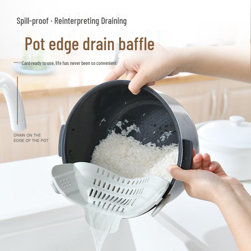 Silicone Wide-Mouth Pot Colander: Kitchen Fruit & Vegetable Noodle Water Filter and Anti-Leak Pouring Dish.