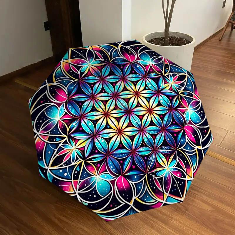 1pc Sacred Geometry Mandala Automatic Umbrella Durable Iron Frame & Plastic Handle, Gift for Men & Women, Sturdy Construction yy250905176