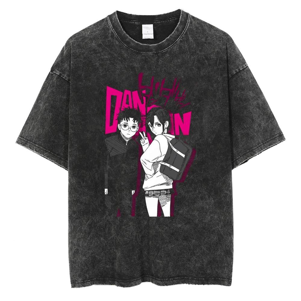 Dandadan Lucky Cat (Maneki-neko) Manga Panel Vintage Washed Anime T-Shirt, Unisex Supernatural Manga Fan Streetwear Tee, 100% Cotton Casual Short