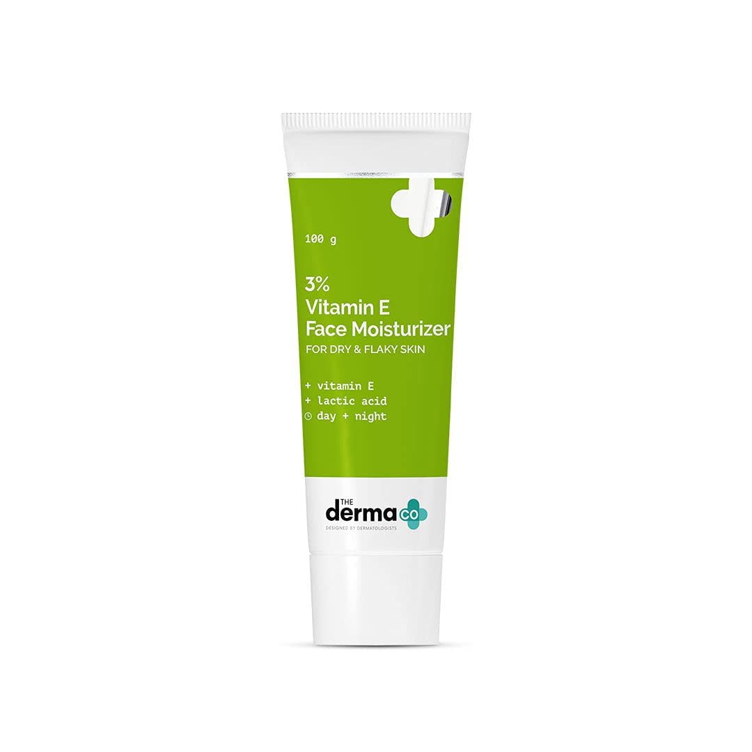 

Увлажняющий крем для лица Derma Co 3% Vitamin E с витамином E и молочной кислотой | Борется с сухостью | Нежирный и легкий | 100 г
