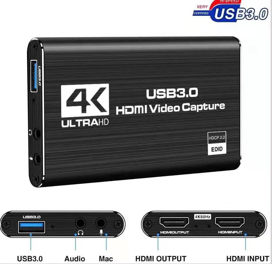 Hot 4K 60fps Game Capture Device Card Live Streaming HDMI To USB 3.0 HDMI Video Capture Card for Xbox PS4 Live Streaming Gaming
